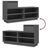 Scarpiera Grigia 110x34x61 cm in Legno Massello di Pino 814451