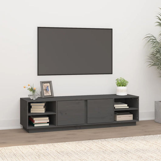 Mobile Porta TV Grigio 156x40x40 cm in Legno Massello di Pino 814456