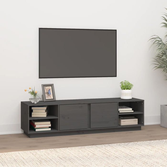 Mobile Porta TV Grigio 156x40x40 cm in Legno Massello di Pino 814456