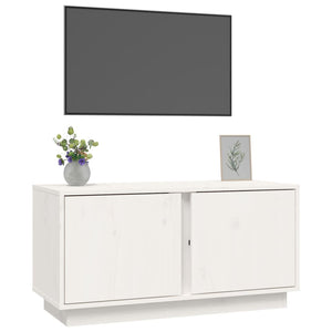 Mobile Porta TV Bianco 80x35x40,5 cm in Legno Massello di Pino 814470