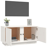 Mobile Porta TV Bianco 80x35x40,5 cm in Legno Massello di Pino 814470