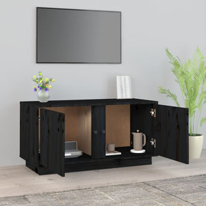 Mobile Porta TV Nera 80x35x40,5 cm in Legno Massello di Pino 814473