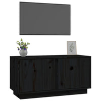 Mobile Porta TV Nera 80x35x40,5 cm in Legno Massello di Pino 814473