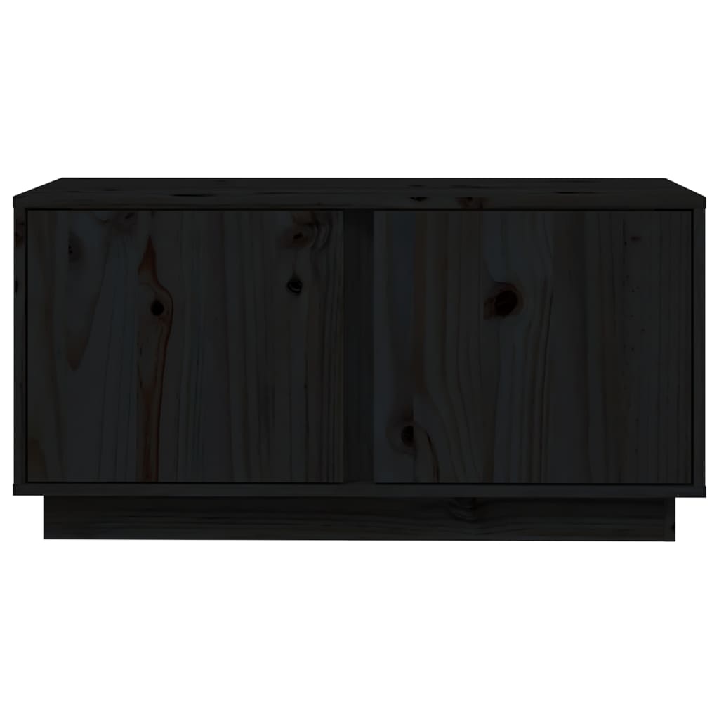 Mobile Porta TV Nera 80x35x40,5 cm in Legno Massello di Pino 814473