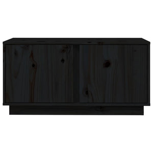 Mobile Porta TV Nera 80x35x40,5 cm in Legno Massello di Pino 814473
