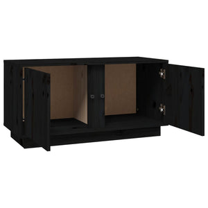 Mobile Porta TV Nera 80x35x40,5 cm in Legno Massello di Pino 814473
