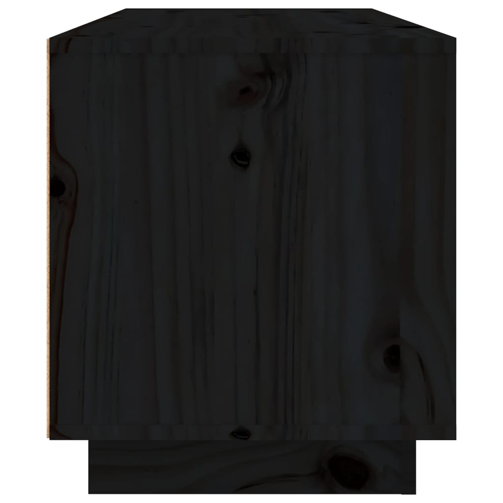 Mobile Porta TV Nera 80x35x40,5 cm in Legno Massello di Pino 814473