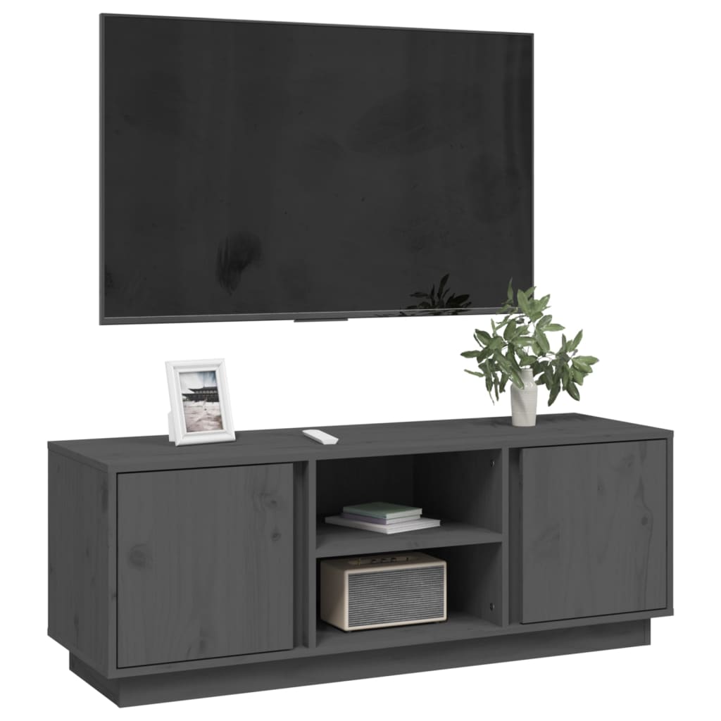 Mobile Porta TV Grigio 110x35x40,5 cm in Legno Massello di Pino cod mxl 27011