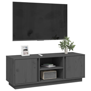 Mobile Porta TV Grigio 110x35x40,5 cm in Legno Massello di Pino 814476