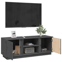 Mobile Porta TV Grigio 110x35x40,5 cm in Legno Massello di Pino 814476