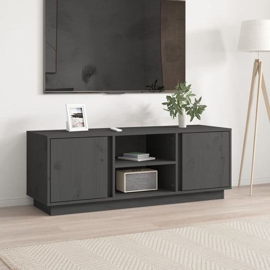 Mobile Porta TV Grigio 110x35x40,5 cm in Legno Massello di Pino 814476