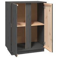 Credenza Grigia 60x35x80 cm in Legno Massello di Pino 814491