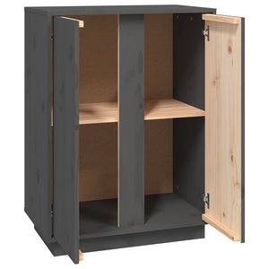 Credenza Grigia 60x35x80 cm in Legno Massello di Pino 814491