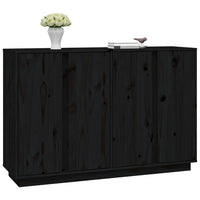 Credenza Nera 120x35x80 cm in Legno Massello di Pino 814498