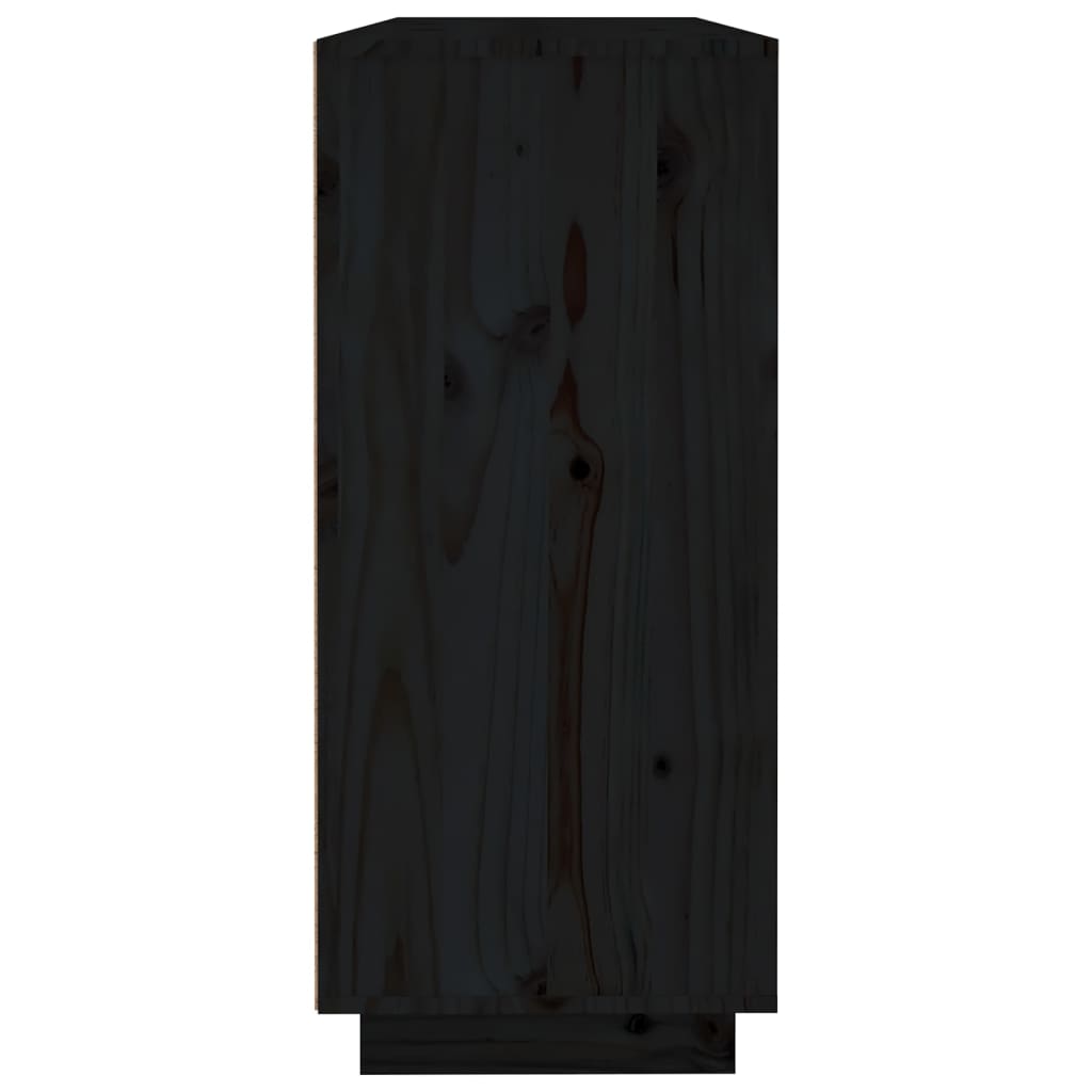 Credenza Nera 120x35x80 cm in Legno Massello di Pino 814498