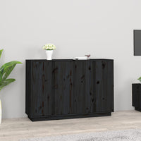 Credenza Nera 120x35x80 cm in Legno Massello di Pino 814498