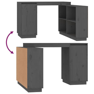 Scrivania tavolo postazione di lavoro mobile per computer studio 110 x 50 x 75 cm legno massello di pino grigio 02_0023822