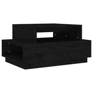 Tavolino da Salotto Nero 80x55x40,5 cm Legno Massello di Pino 814518