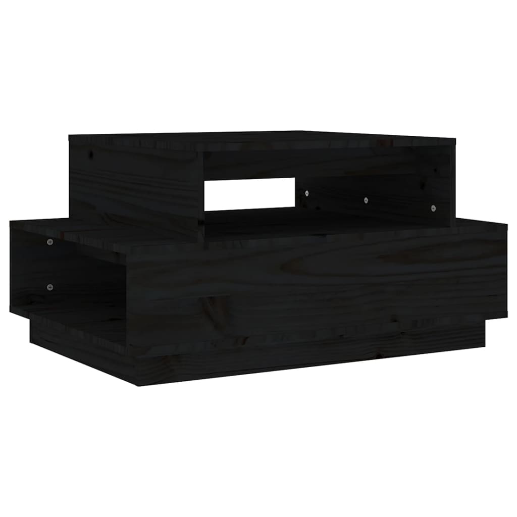 Tavolino da Salotto-Tavolino da soggiorno-Tavolo Nero 80x55x40,5 cm Legno Massello di Pino