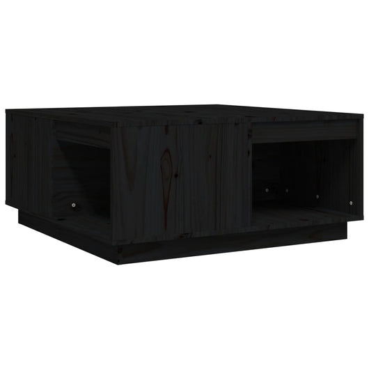 Tavolino da Salotto Nero 80x81x36,5 cm Legno Massello di Pino 814528
