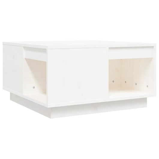 Tavolino da Salotto Bianco 60x61x32,5 cm Legno Massello di Pino 814530