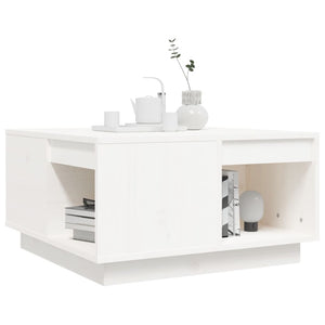 Tavolino da Salotto Bianco 60x61x32,5 cm Legno Massello di Pino 814530