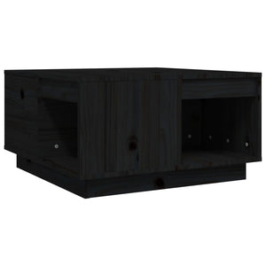 Tavolino da Salotto Nero 60x61x32,5 cm Legno Massello di Pino 814533