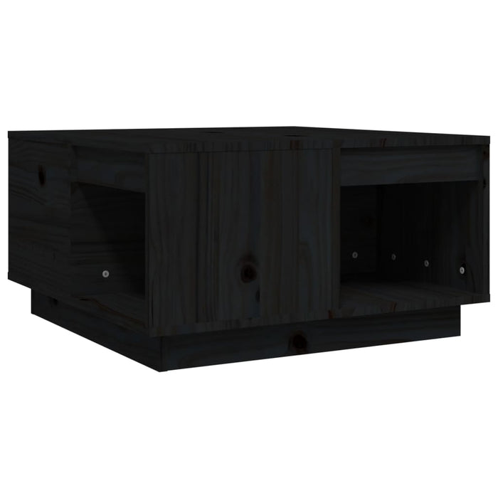 Tavolino da Salotto Nero 60x61x32,5 cm Legno Massello di Pino 814533