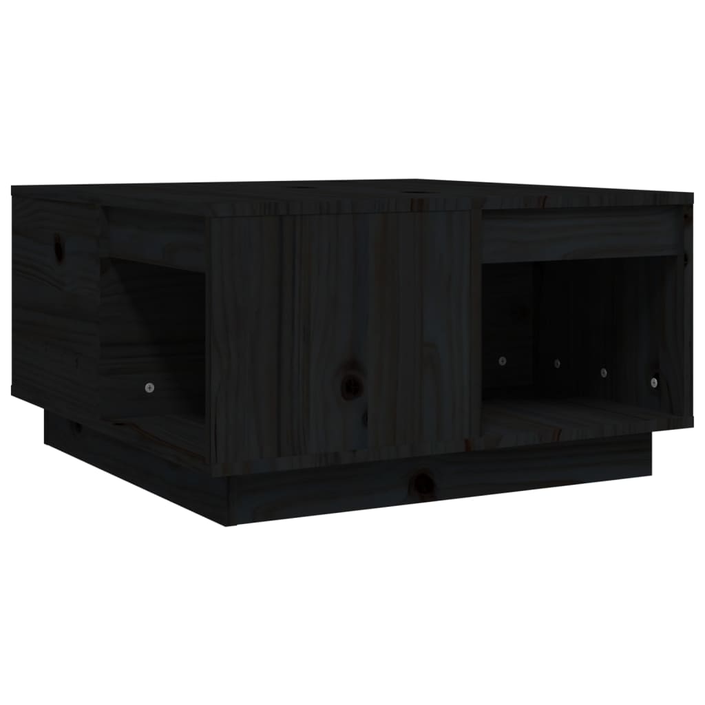 Tavolino da Salotto-Tavolino da soggiorno-Tavolo Nero 60x61x32,5 cm Legno Massello di Pino 961463