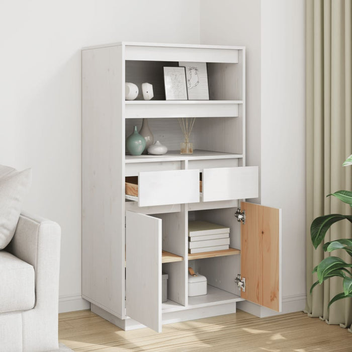 Credenza Bianca 60x40x116,5 cm in Legno Massello di Pino 814535