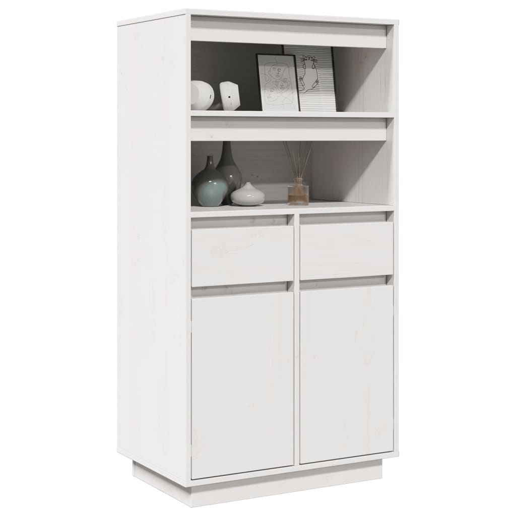 Credenza Bianca 60x40x116,5 cm in Legno Massello di Pino 814535