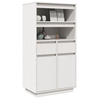 Credenza Bianca 60x40x116,5 cm in Legno Massello di Pino 814535