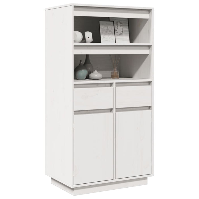 Credenza Bianca 60x40x116,5 cm in Legno Massello di Pino 814535
