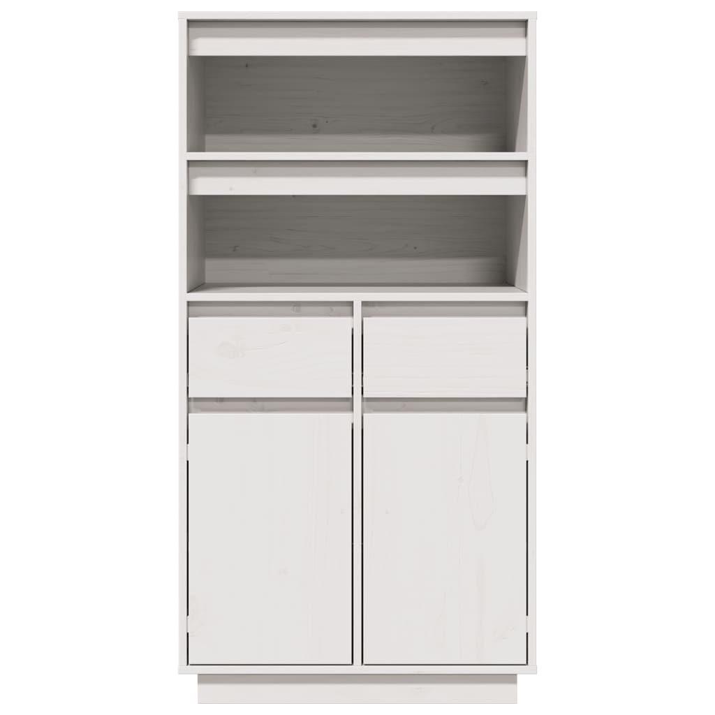 Credenza Bianca 60x40x116,5 cm in Legno Massello di Pino 814535