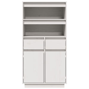 Credenza Bianca 60x40x116,5 cm in Legno Massello di Pino 814535