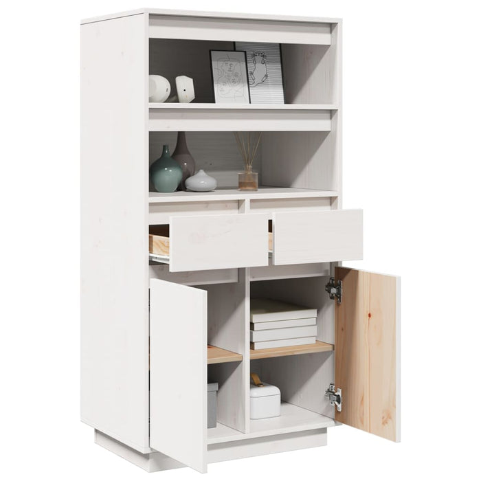 Credenza Bianca 60x40x116,5 cm in Legno Massello di Pino 814535