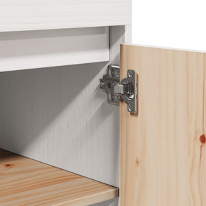 Credenza Bianca 60x40x116,5 cm in Legno Massello di Pino 814535