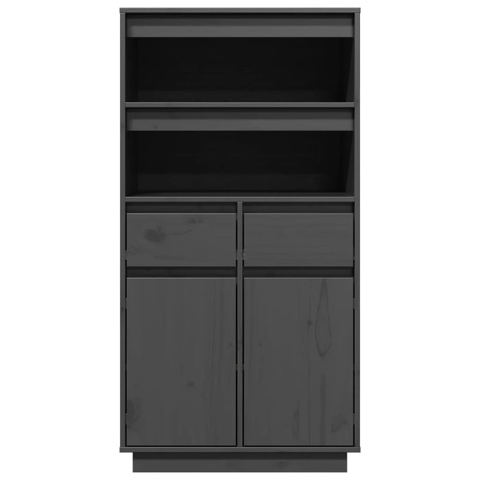 Credenza Grigia 60x40x116,5 cm in Legno Massello di Pino 814536