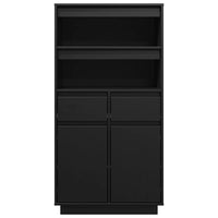 Credenza Nera 60x40x116,5 cm in Legno Massello di Pino 814538