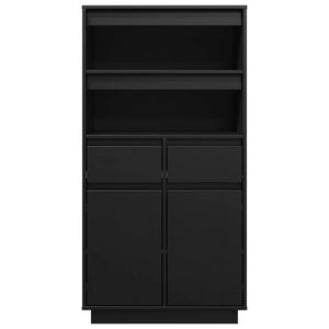 Credenza Nera 60x40x116,5 cm in Legno Massello di Pino 814538
