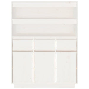 Credenza Bianca 89x40x116,5 cm in Legno Massello di Pino 818216