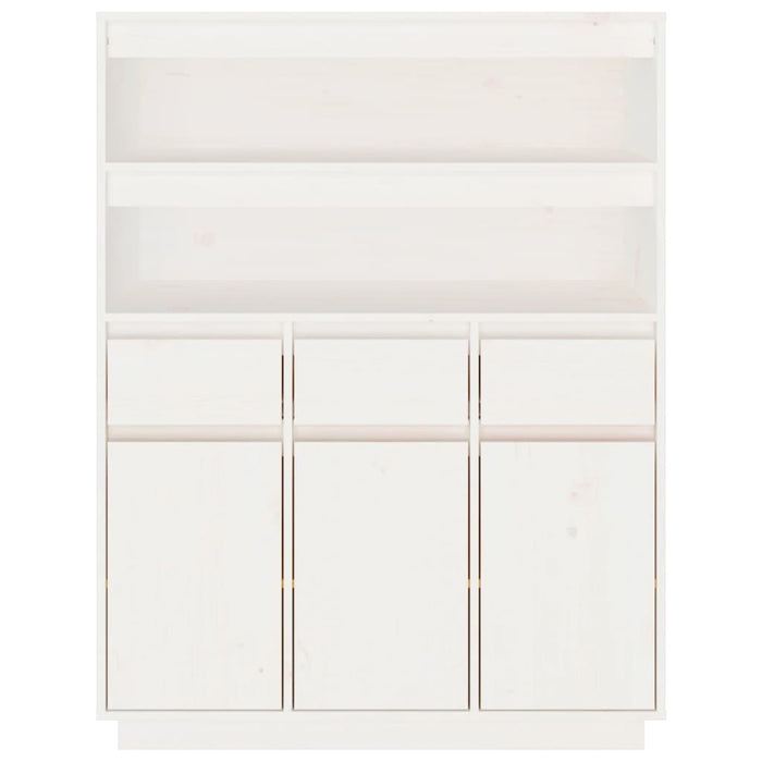 Credenza Bianca 89x40x116,5 cm in Legno Massello di Pino 818216