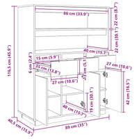 Credenza Bianca 89x40x116,5 cm in Legno Massello di Pino 818216