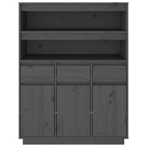 Credenza Grigia 89x40x116,5 cm in Legno Massello di Pino 818217
