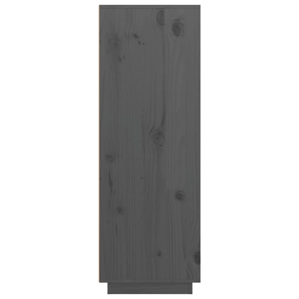 Credenza Grigia 89x40x116,5 cm in Legno Massello di Pino 818217