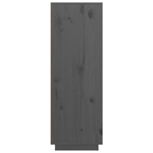 Credenza Grigia 89x40x116,5 cm in Legno Massello di Pino 818217