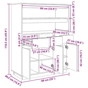 Credenza ambra 89x40x116,5 cm in Legno Massello di Pino 818218
