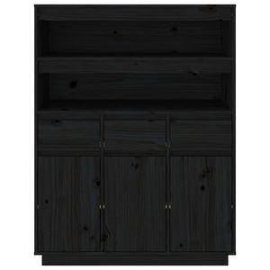 Credenza Nera 89x40x116,5 cm in Legno Massello di Pino 818219