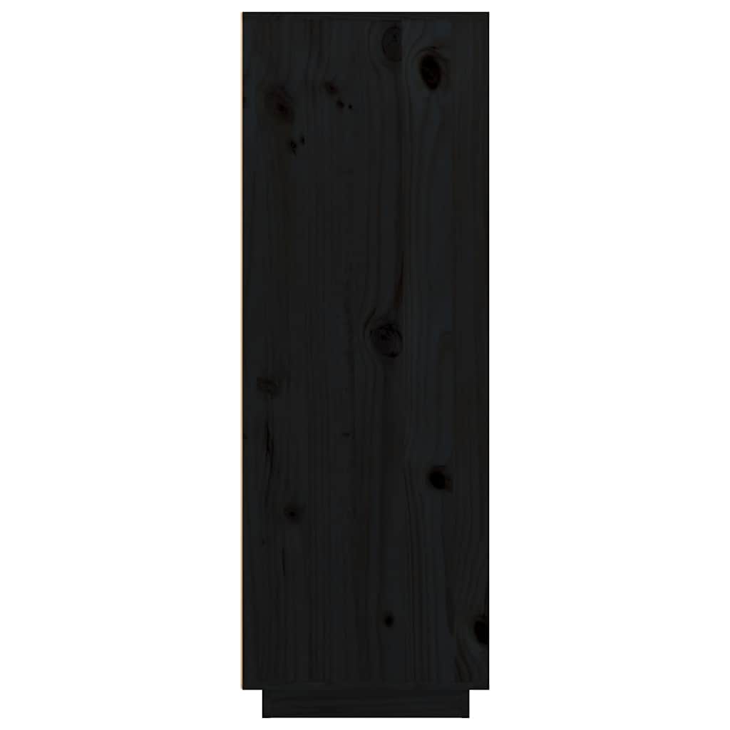 Credenza Nera 89x40x116,5 cm in Legno Massello di Pino 818219