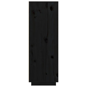 Credenza Nera 89x40x116,5 cm in Legno Massello di Pino 818219